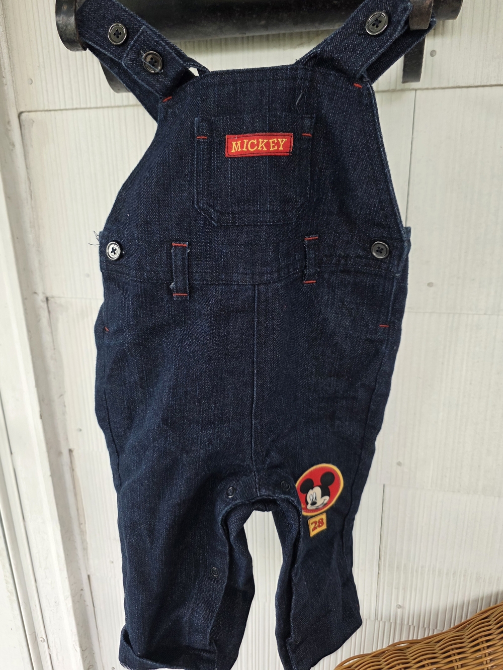 Disney Navy Denim Mickey Patch Overalls
